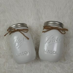 White Rustic Painted Mason Jars